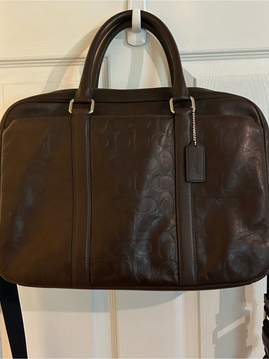 Coach Other - Coach Slim Brief Men's Embossed Leather Laptop Bag - Dark Brown F71798